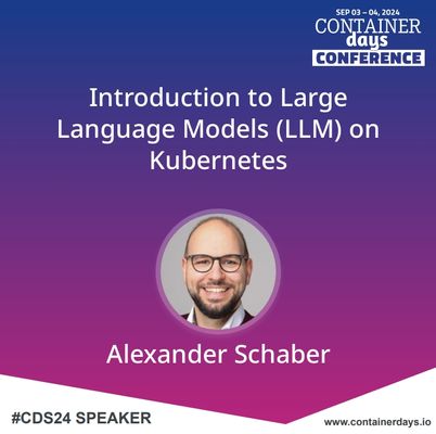 Speaker Card picturing Alexander Schaber and his talk at ContainerDays 2024.